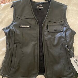 Women's Black Leather Vest